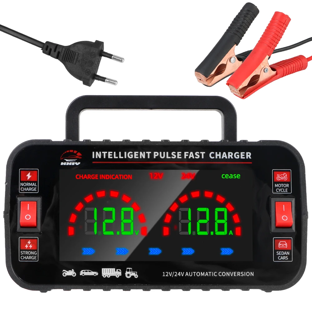 High Power 150W EU Stecker Puls Reparatur Auto Batterie Ladegerät 12V/10A 24V/5A Vollautomatische für Blei Säure AGM GEL Batterien Image