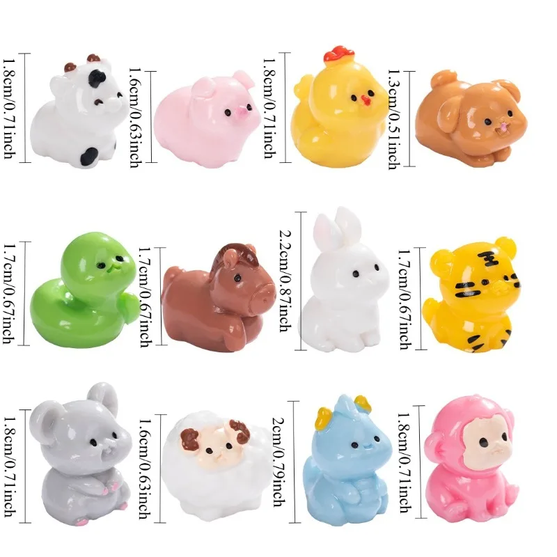 12 teile/satz Nette Mini Chinesische Sternzeichen Harz Miniatur Figur DIY Hause Dekoration Zubehör Micro Landschaft Ornamente Geschenke Image