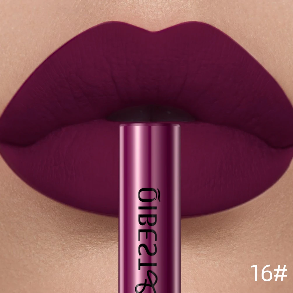 QIBEST Sexy Red Matte Lip Gloss Long Lasting Velvet Liquid Lipstick Lip Makeup Women Beauty antiaderente Cup Waterproof Lipgloss Hot