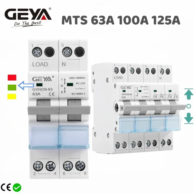 GEYA GYHO9 Manueller Transferschalter NEUES Design mit Anzeige 63A 100A 125A MTS Dual Power Manueller Konvertierungs-Trennschalter Image