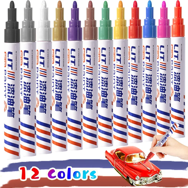 Autolack Corrector Stift Weiß Rot Schwarz Lack Reparatur Stift Auto Rad Reifen Fettige Farbe Marker für Auto Styling Kratzer Fix Pflege ﻿ Image