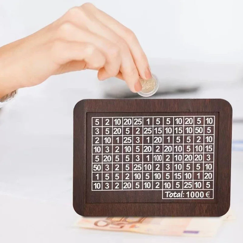 1000/2000/3000/5000/10000 Euro Spardose Holz Sparschwein Geld Tresor Sparbox Herausforderung Bargeld Aufbewahrungskoffer