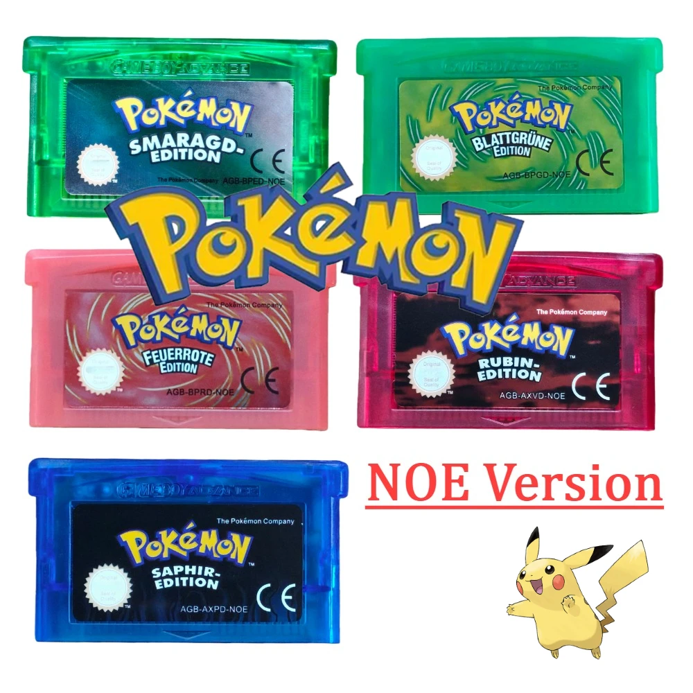GBA Game Pokemon Series 32 Bit Video Game Cartridge Console Card Pokemon Smaragd, Rubin, Blattgrüne, Feuerrote, Saphir NOE