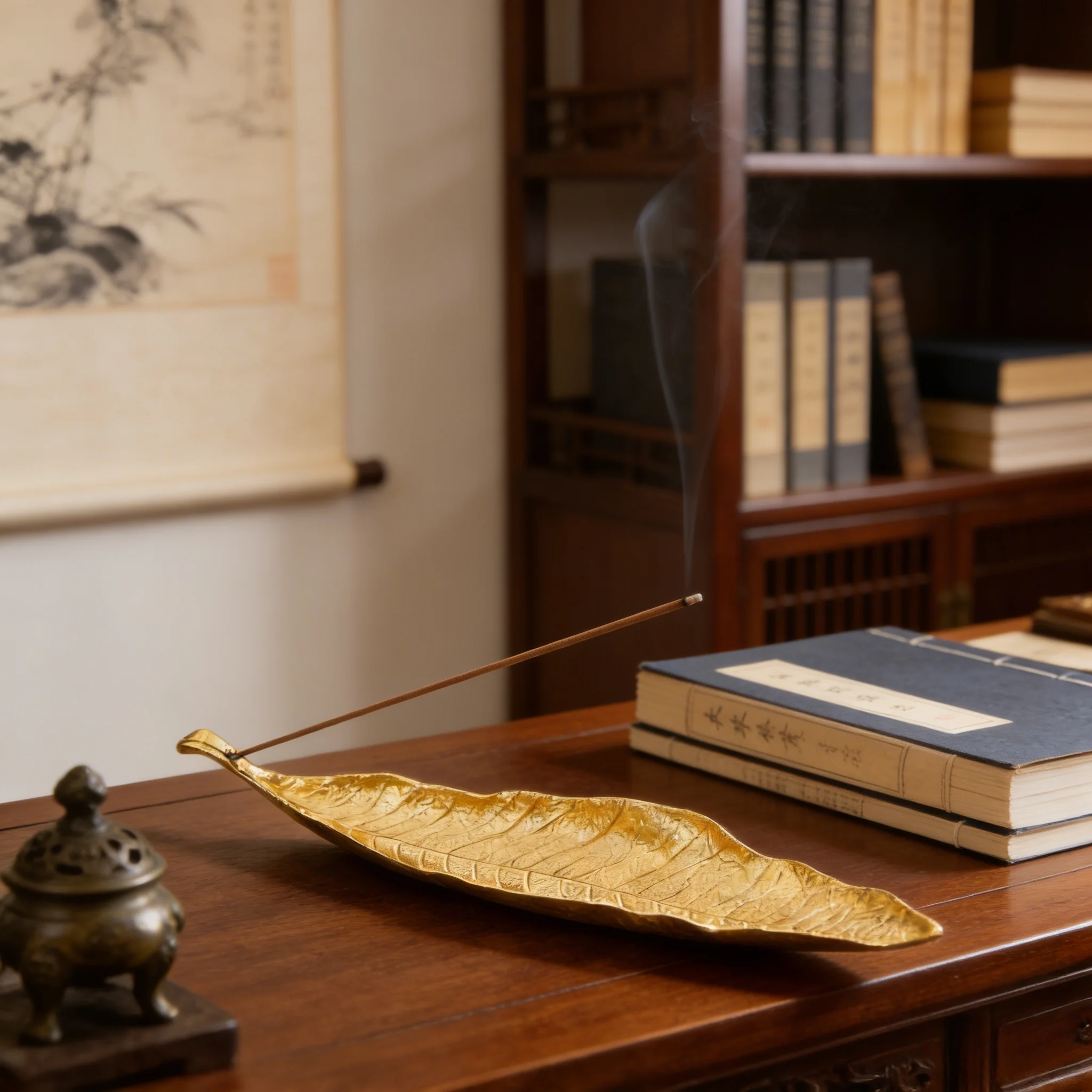 Lange Blätter Räuchergefäß Weihrauch Stützstangen Halter Aschefänger Weihrauchständer Meditationsraum Yoga Weihrauchbrenner Zubehör Image