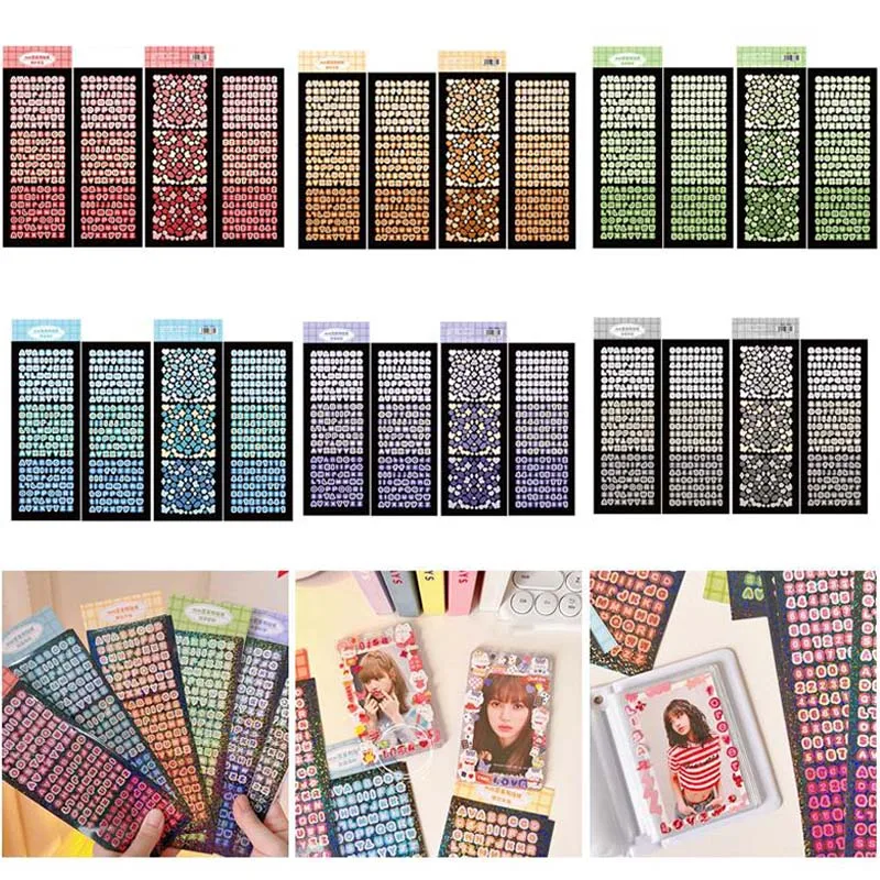 4 Blatt/Packung Alphabet Aufkleber Bling Brief Geschenk Dekorieren Fotokarte Scrapbooking DIY Fotoalbum Schreibwaren Image