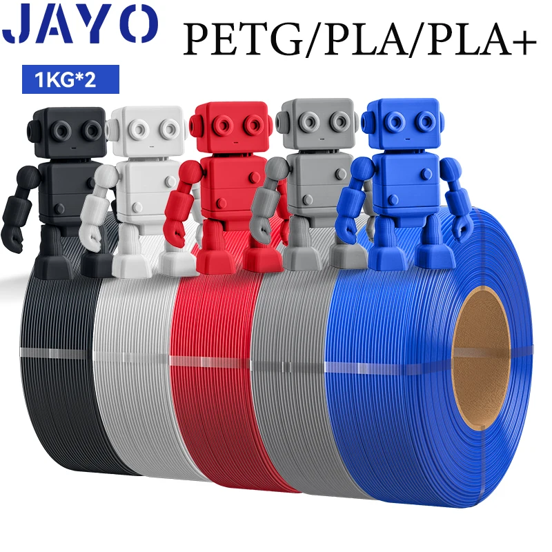 JAYO petg/pla plus/pla 2 Rollen 3D-Drucker-Filament, wiederverwendbare Spule, kabellose Nachfüllscheibe für 1,75 mm ± 0,02 mm FDM-Drucker, 1,1 kg Image