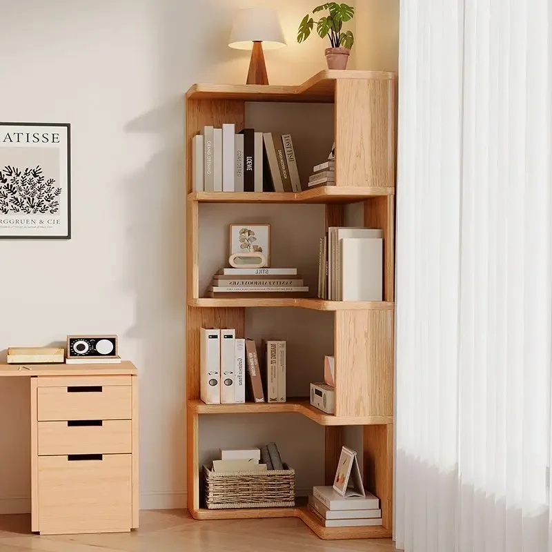 Eckregal aus massivem Holz, Bodenregal, mehrschichtiger Eckschrank, Aufbewahrung