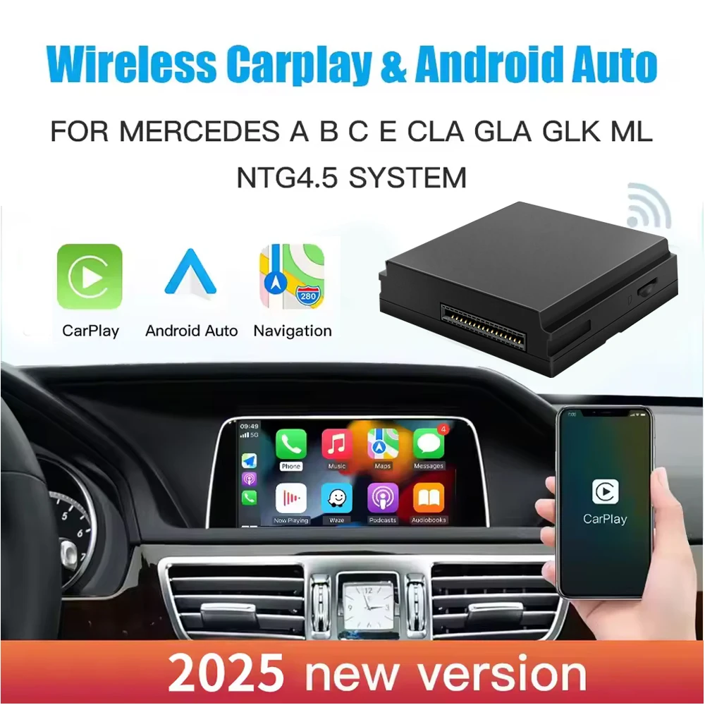 Drahtlose Carplay Decoder Für Mercedes Benz A B C E CLA GLA GLK ML Sprinter NTG4.5 Becker Modul Android Auto Navigation Image