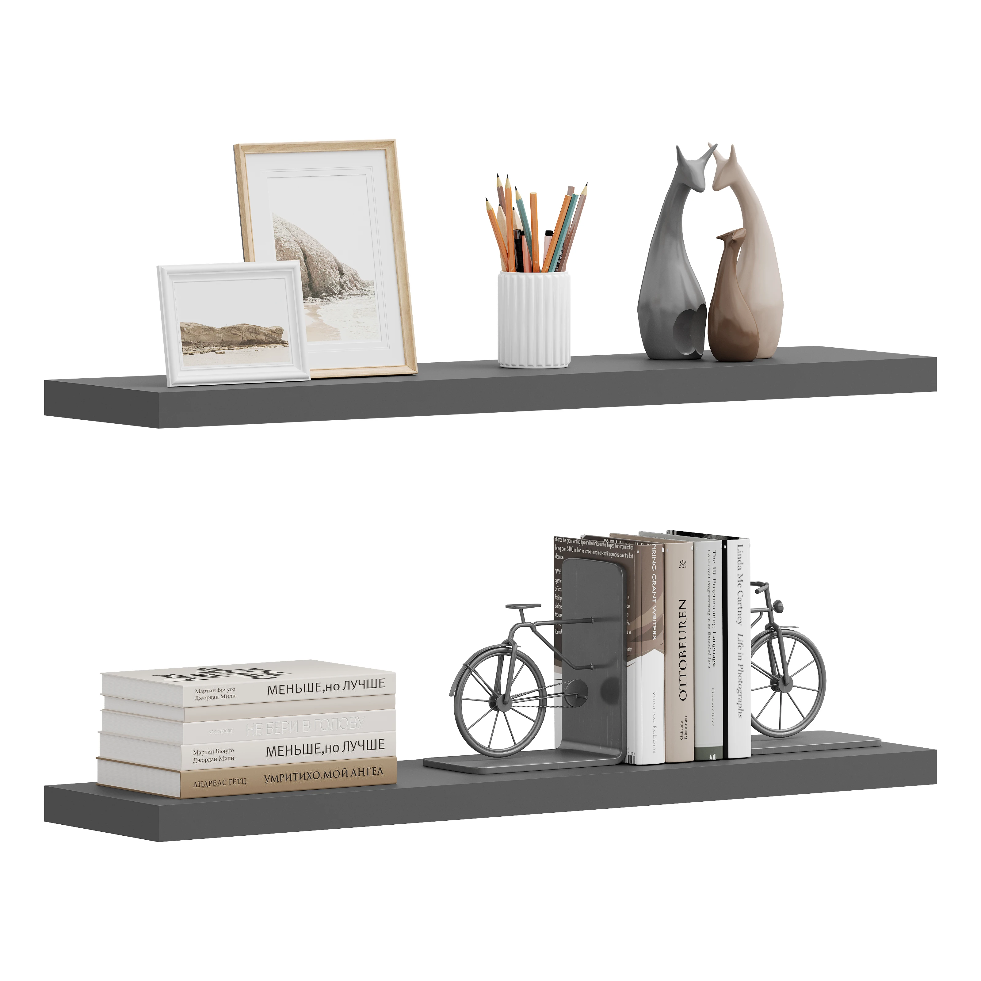 WOLTU Wandmontiertes Lagerregal, CD-Regal, ohne Bohren, Bücherregal, schwimmende Präsentationsregale aus Holz für Küche, Wohnzimmer, Wanddekoration