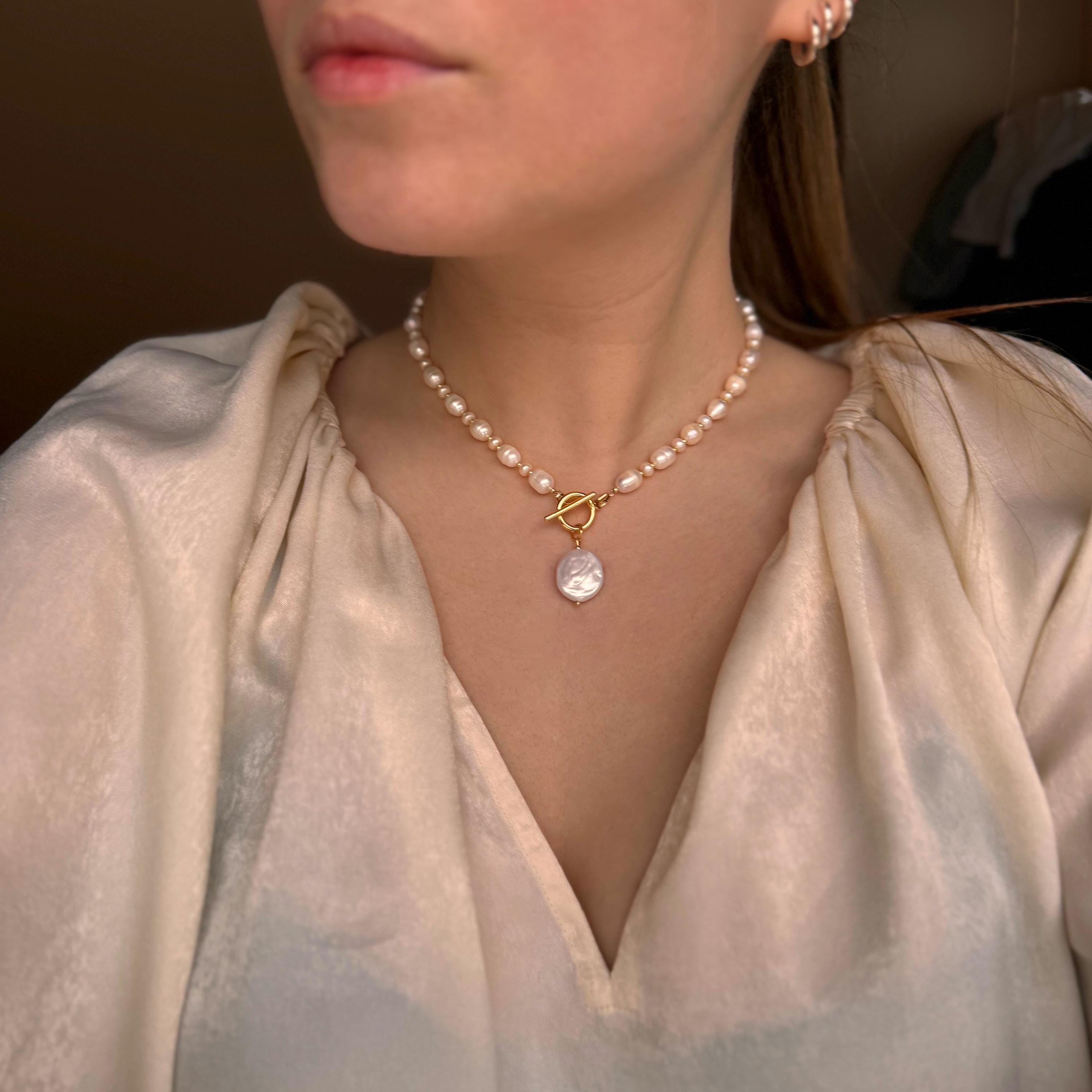 Collana di perle vittoriane, collana di perle con monete, collana con ciondolo di perle con monete, collana con ciondolo di perle, collana di perle d'