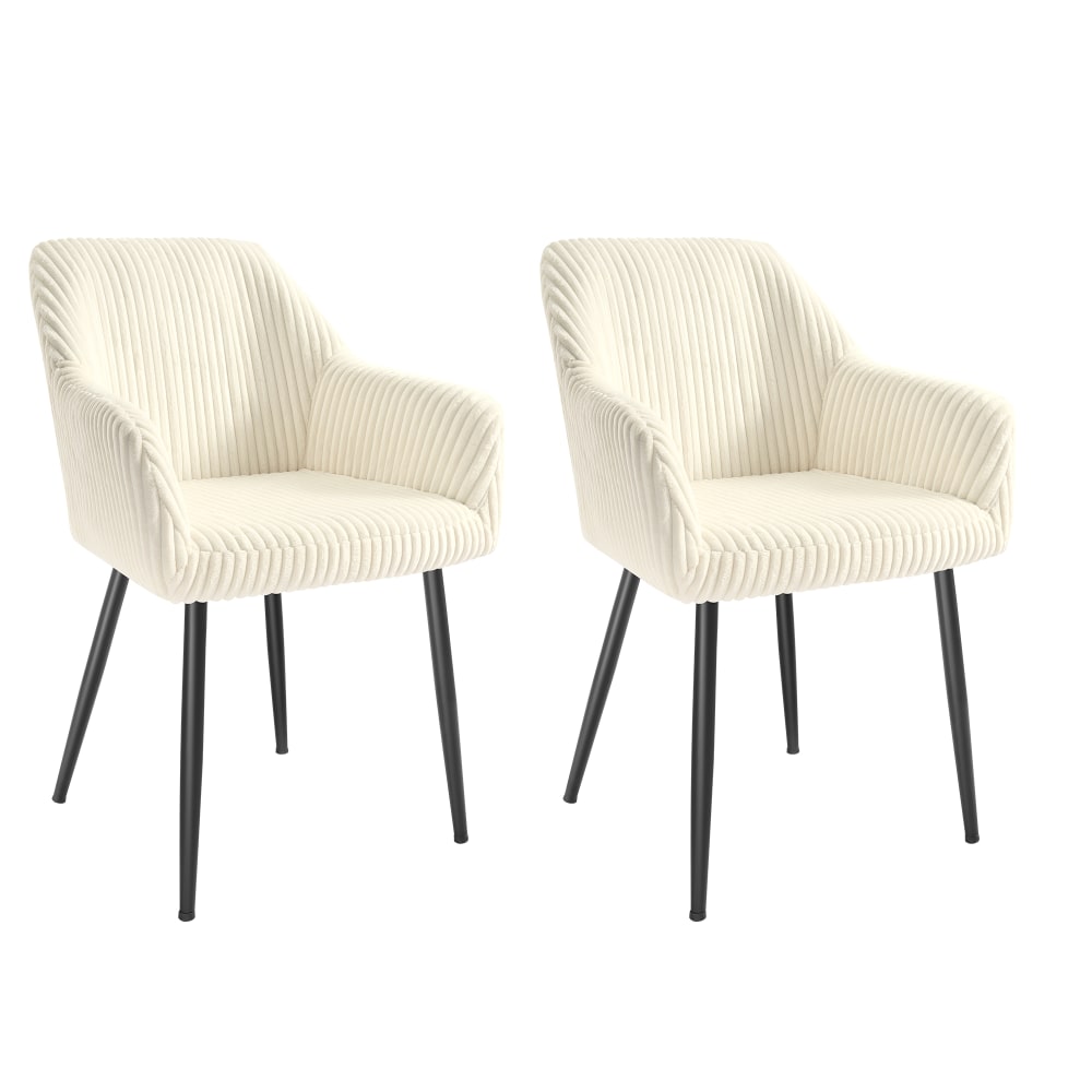 Lot de 2 chaise de salle à manger velours côtelé blanc et noir