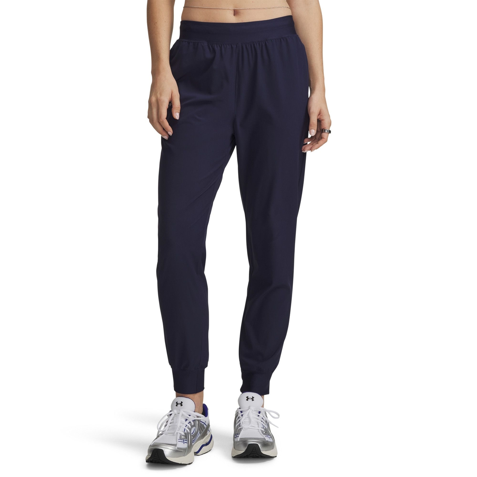 Under Armour Women's Rival Hi Rise Woven Pant (Size M) Midnight Navy/White, Elastine,Polyester