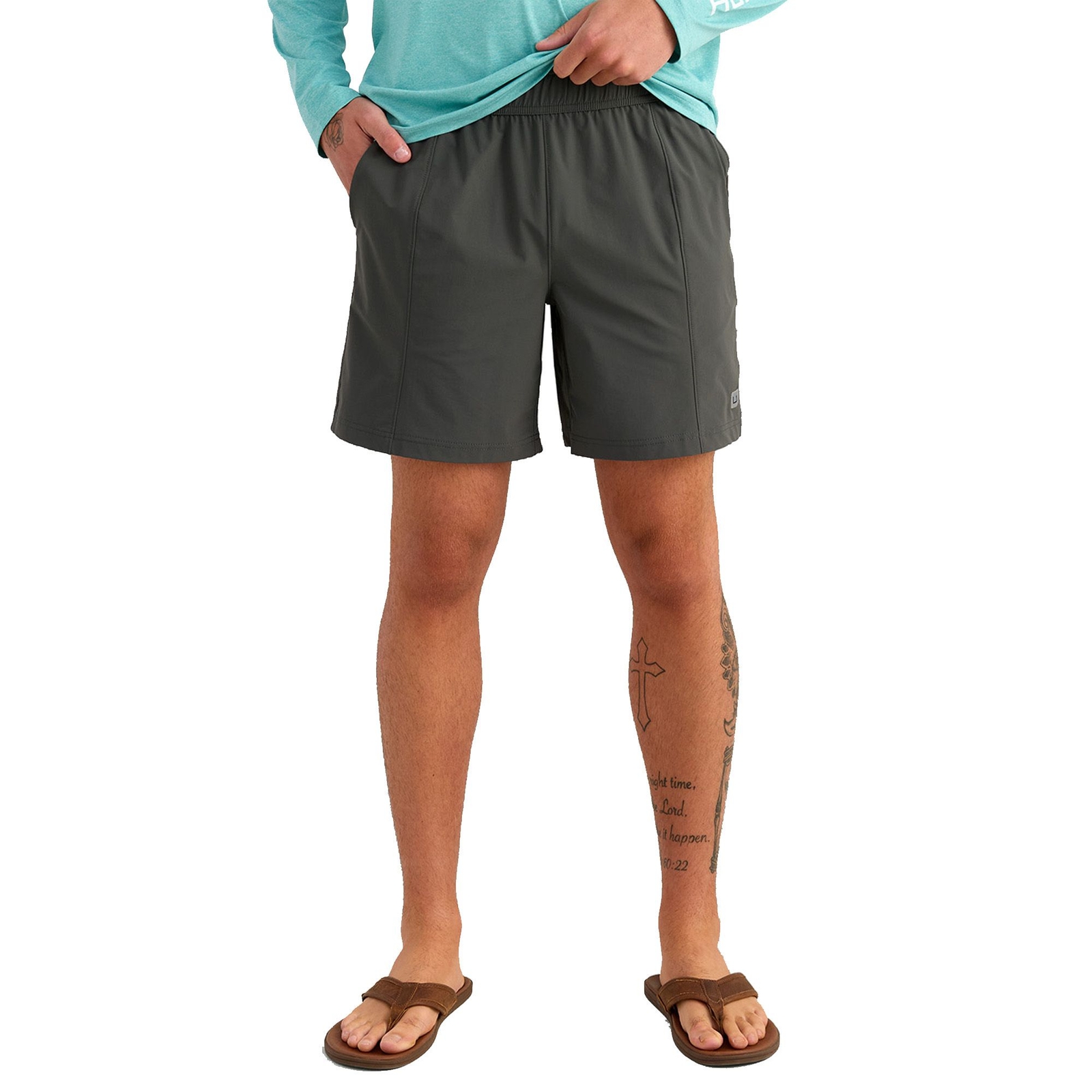 HUK Men's Airweight Solid Shorts (Size XXL) Dark Shadow, Polyester,Spandex