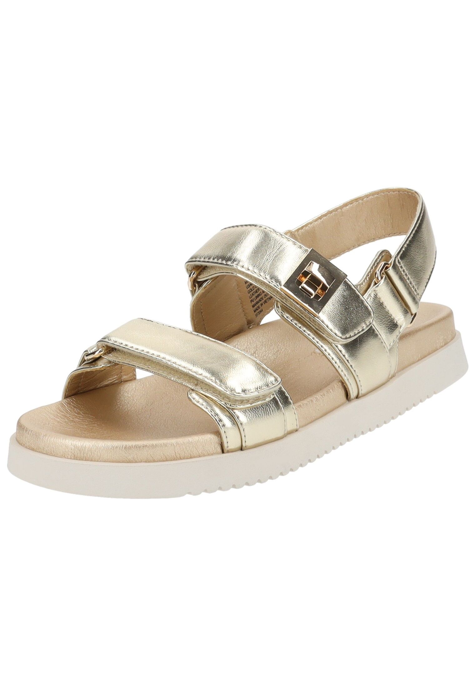 Riemchensandale STEVE MADDEN "STEVE MADDEN Sandalen Leder", Damen, Gr. 41, gold, Leder, Schuhe Riemchensandale