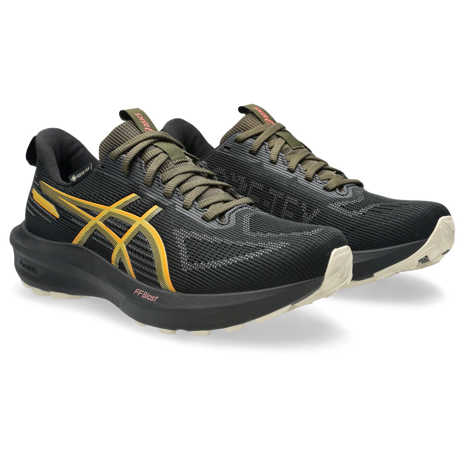 Laufschuh ASICS "GT-1000 14 GORE-TEX", Damen, Gr. 37,5, schwarz (schwarz, sandstorm), Textil, Schuhe Laufschuh, für mehr Stabilität, wasserdicht