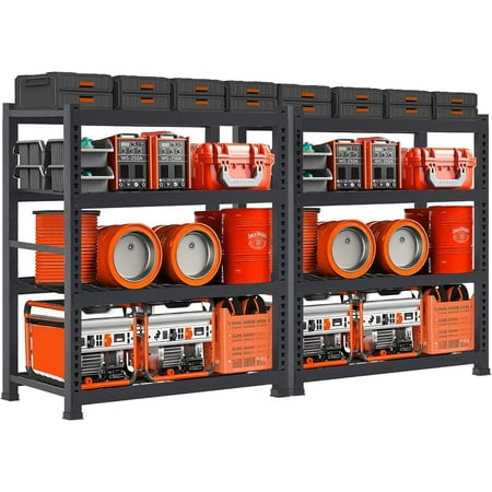 Garage Storage Shelves 4000LBS Heavy Duty Shelving Adjustable Metal Shelving Unit Storage Shelves for Garage Basement Kitchen 32 W x 16 D x 55 H 4-Tier 2 Pack