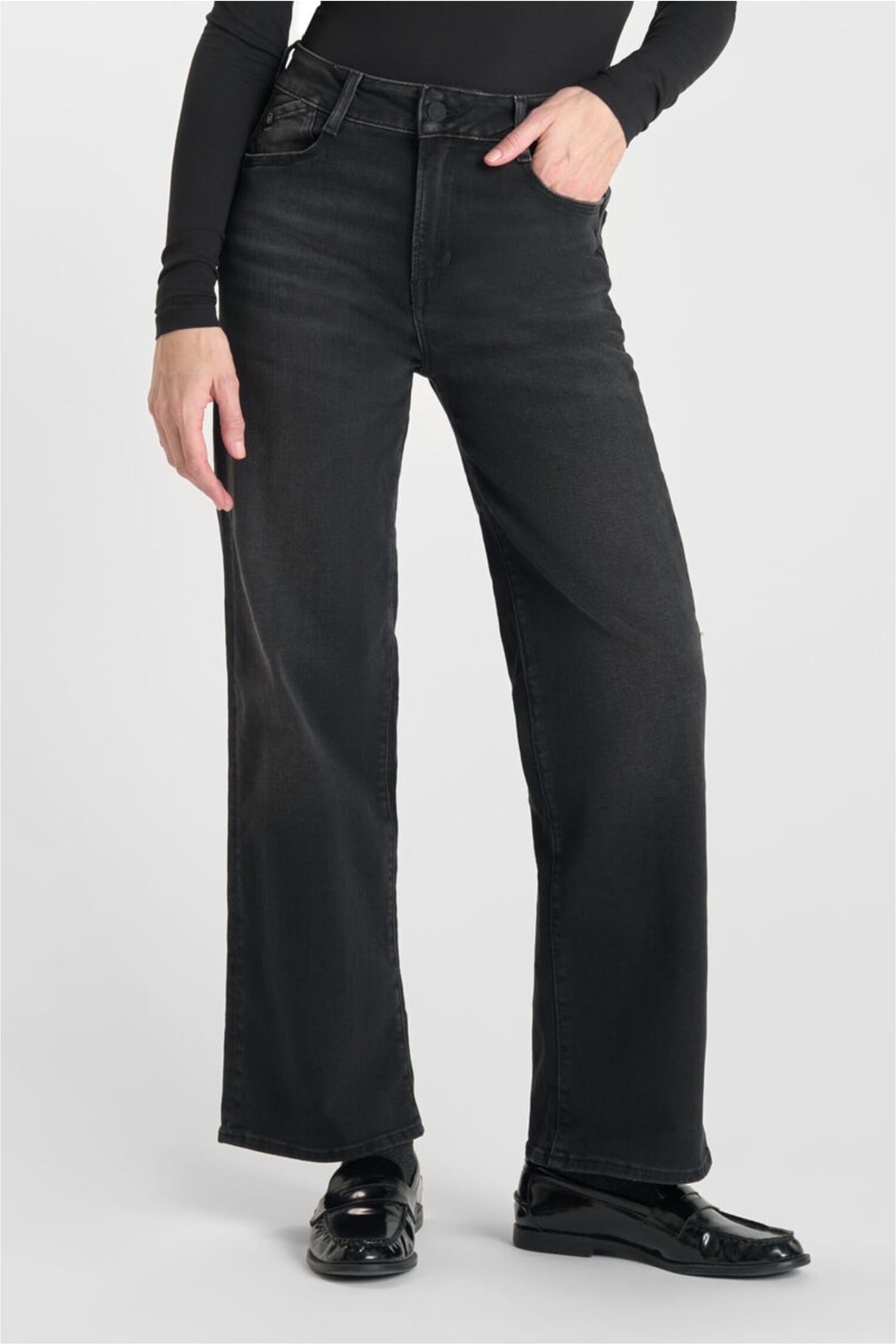 Bequeme Jeans LE TEMPS DES CERISES, Damen, Gr. 32, US-Größen, schwarz, 92% Baumwolle, 8% Elasthan, unifarben, Jeans, mit hohem Bund