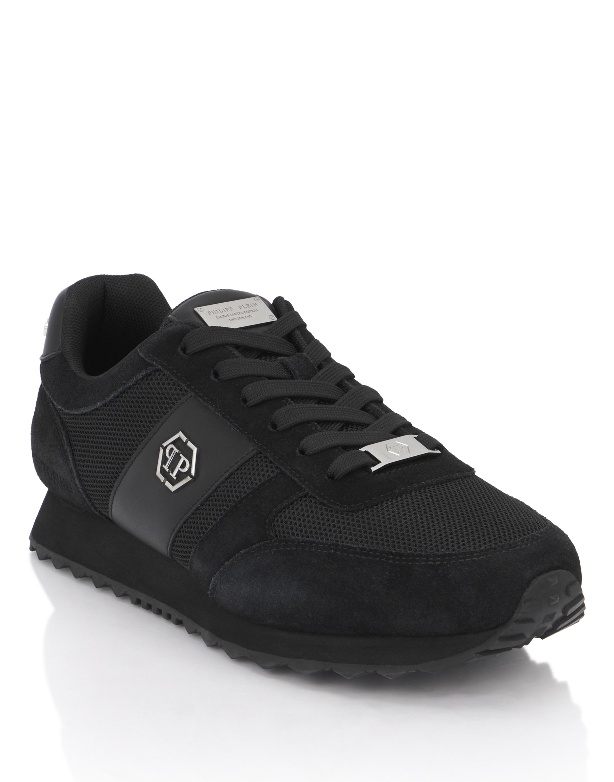 Sneaker PHILIPP PLEIN "Hexagon", Damen, Gr. 39, Normalschaft, 0202, schwarz, schwarz, Schuhe Sneaker