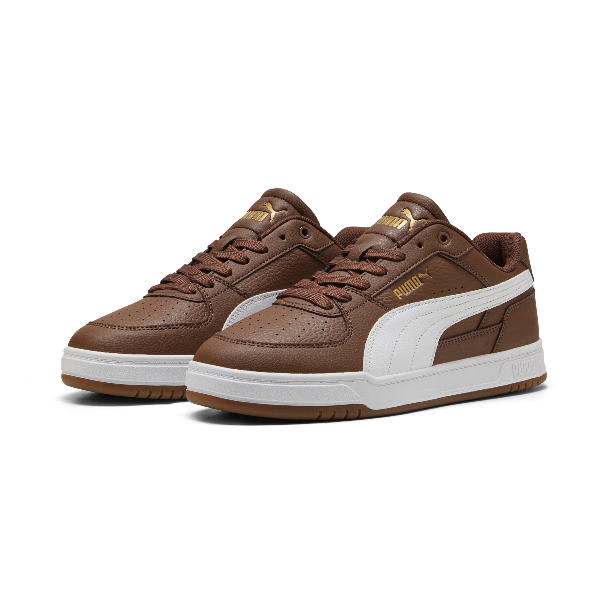 Sneaker PUMA "CAVEN III", Damen, Gr. 42, chestnut braun, puma weiß, gold, mehrfarbig, Schuhe Sneaker