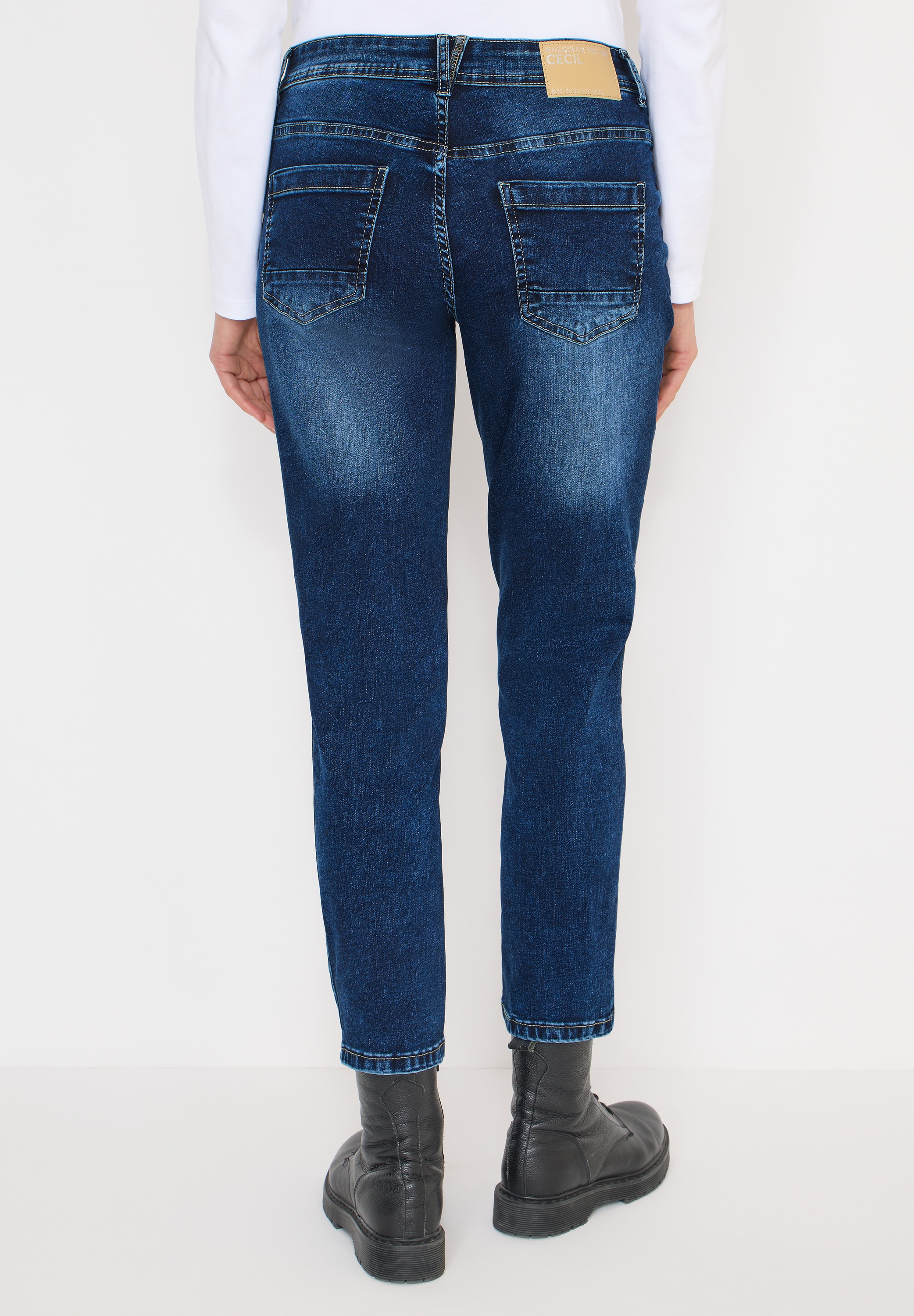Slim-fit-Jeans CECIL, Damen, Gr. 36, Länge 32, mid blau wash, Jeans, 78% Baumwolle, 20% Polyester, 2% Elasthan, unifarben, lang, Jeans Slim-fit-Jeans, Middle Waist Image