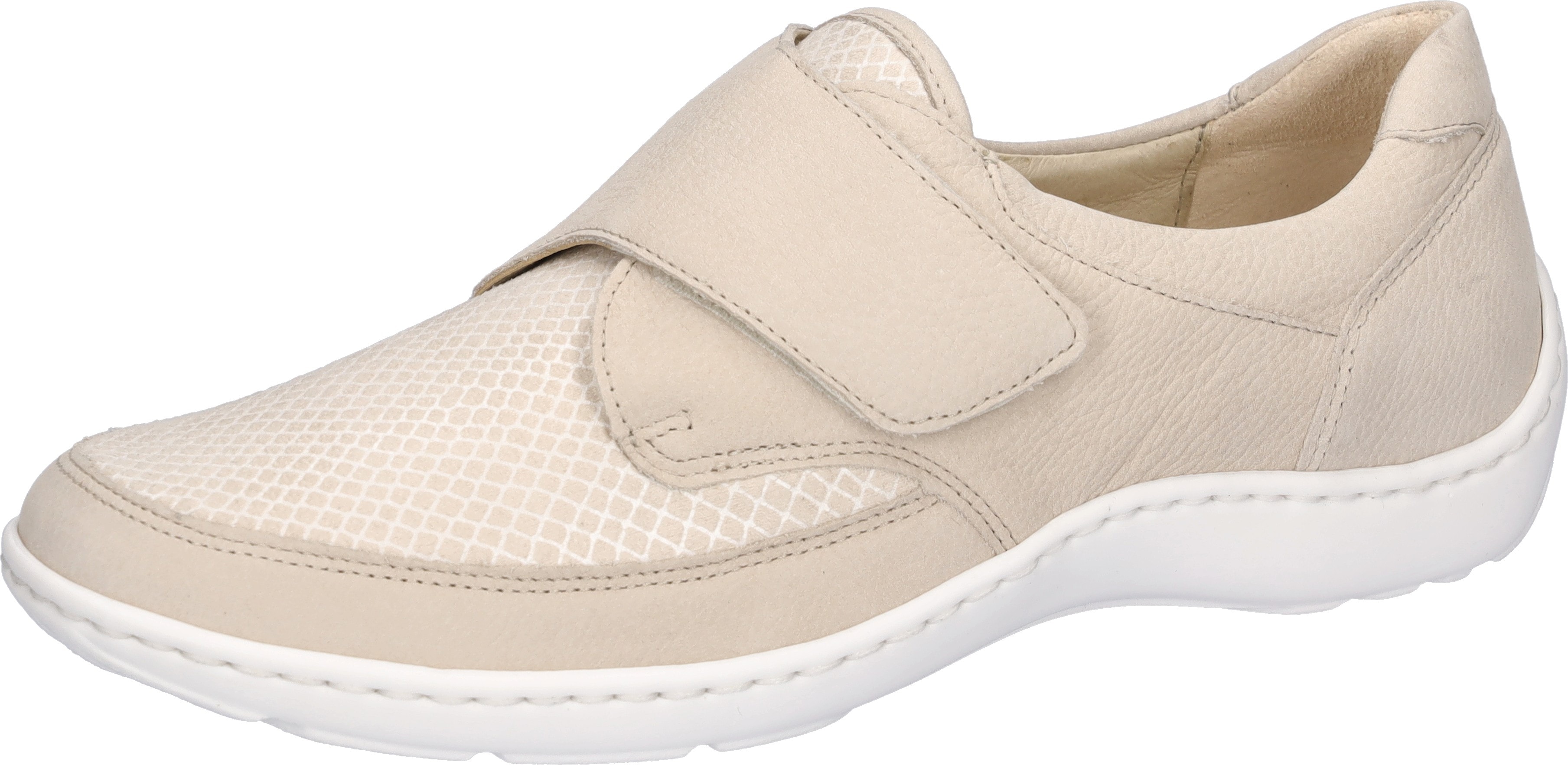 Klettschuh WALDLÄUFER "HENNI-Soft", Damen, Gr. 6 (39), hellbeige, Nubukleder, Textil, Schuhe Klettschuh, Komfortschuh, Freizeitschuh mit Textil-Stretch, H-Weite