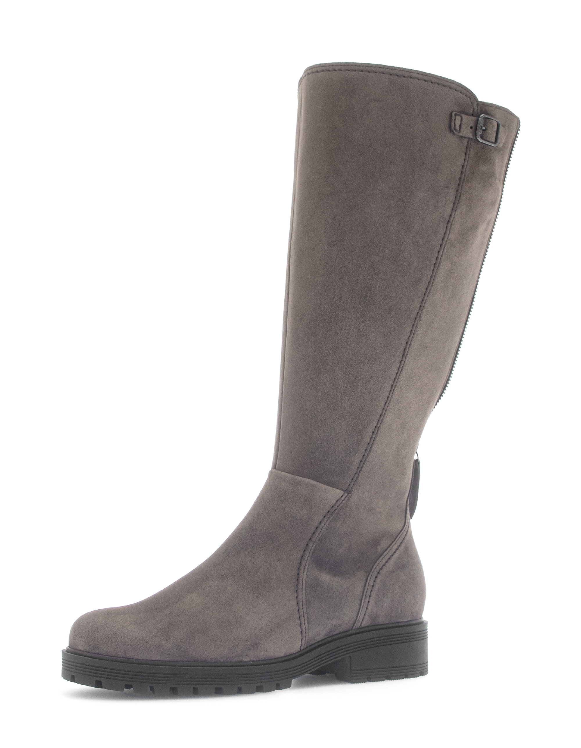 Stiefel GABOR "PISA", Damen, Gr. 38,5, Varioschaft, taupe, Veloursleder, unifarben, Schuhe Stiefel, Blockabsatz, Langschaftstiefel in Weite G (= weit)