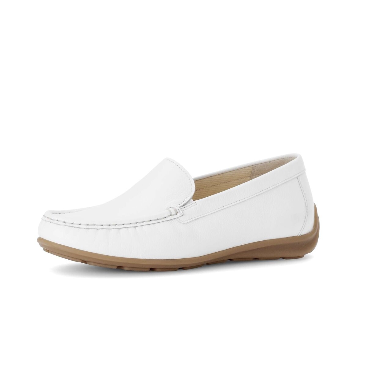 Mokassin GABOR "Mokassin Glattleder", Damen, Gr. 38,5, weiß, Schuhe Mokassin