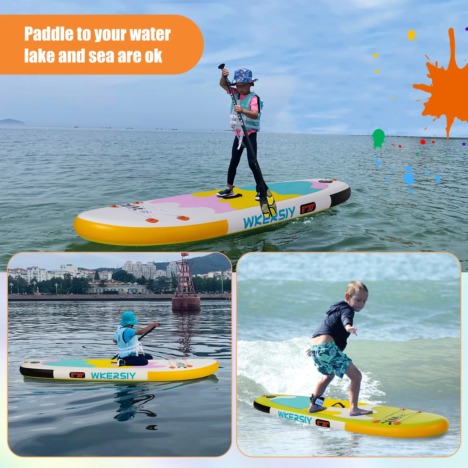 Aufblasbares Paddle-Board für Kinder, 8' x 30 Zoll, mit Kinder-Sup-Zubehör