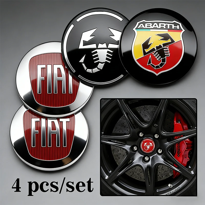 4 Stücke 56mm Auto Emblem Auto Radmitte Radkappen Aufkleber Für FIAT Abarth 500 Tipo FR Panda Argo Freemont Viaggio Bravo Punto Doblo Image