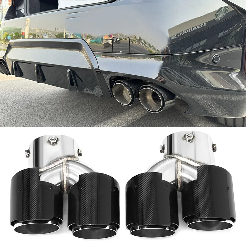 Für BMW G42 M240i G20 G21 M340i G23 M440i Edelstahl Faser Schwarz Überzogene Auspuff Endrohr Schalldämpfer Header Image