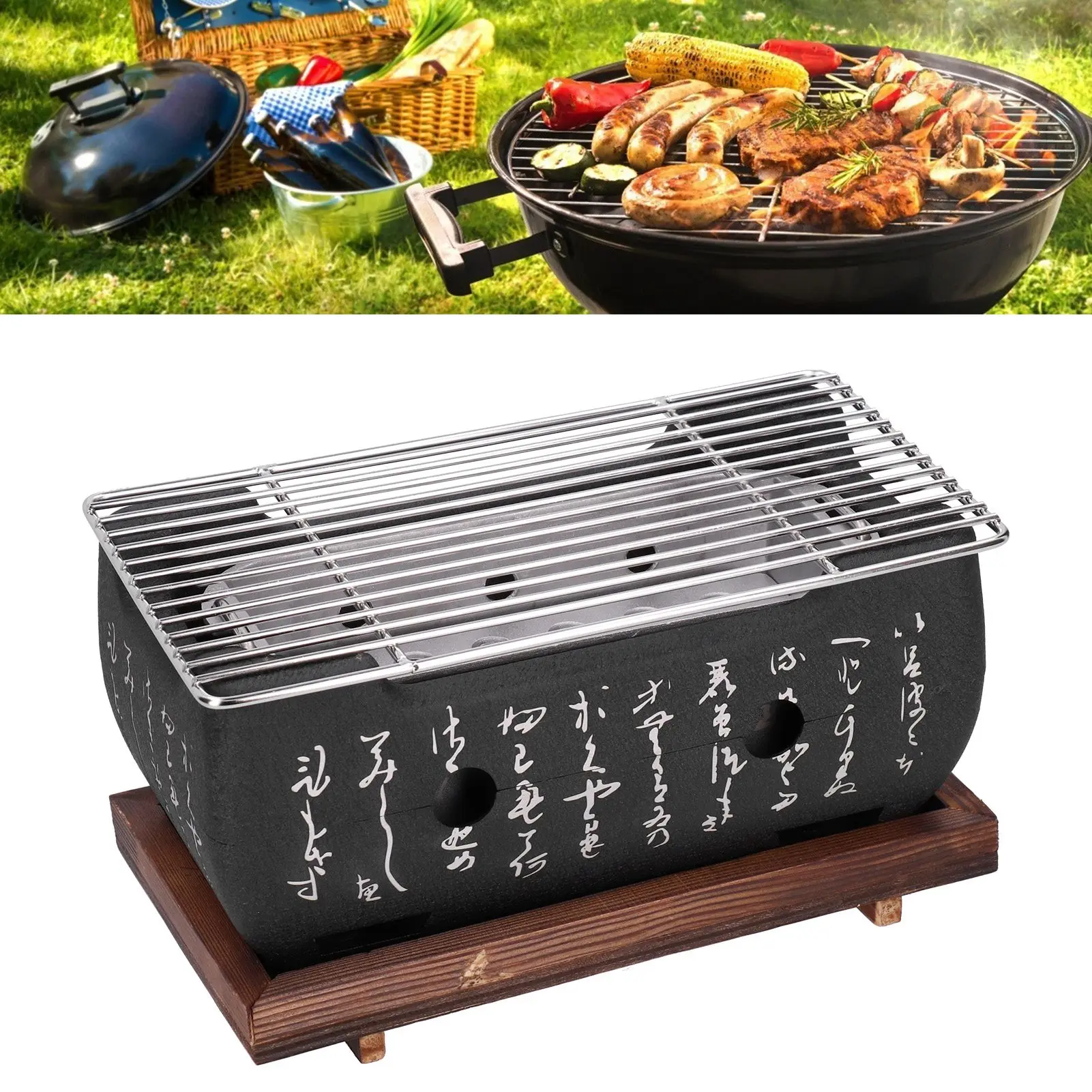 Japanische Barbecue Grill Mini Haushalt Aluminium Legierung Holzkohle Grill Herd Ofen Zubehör Grill Ofen Tragbare BBQ Grill Image