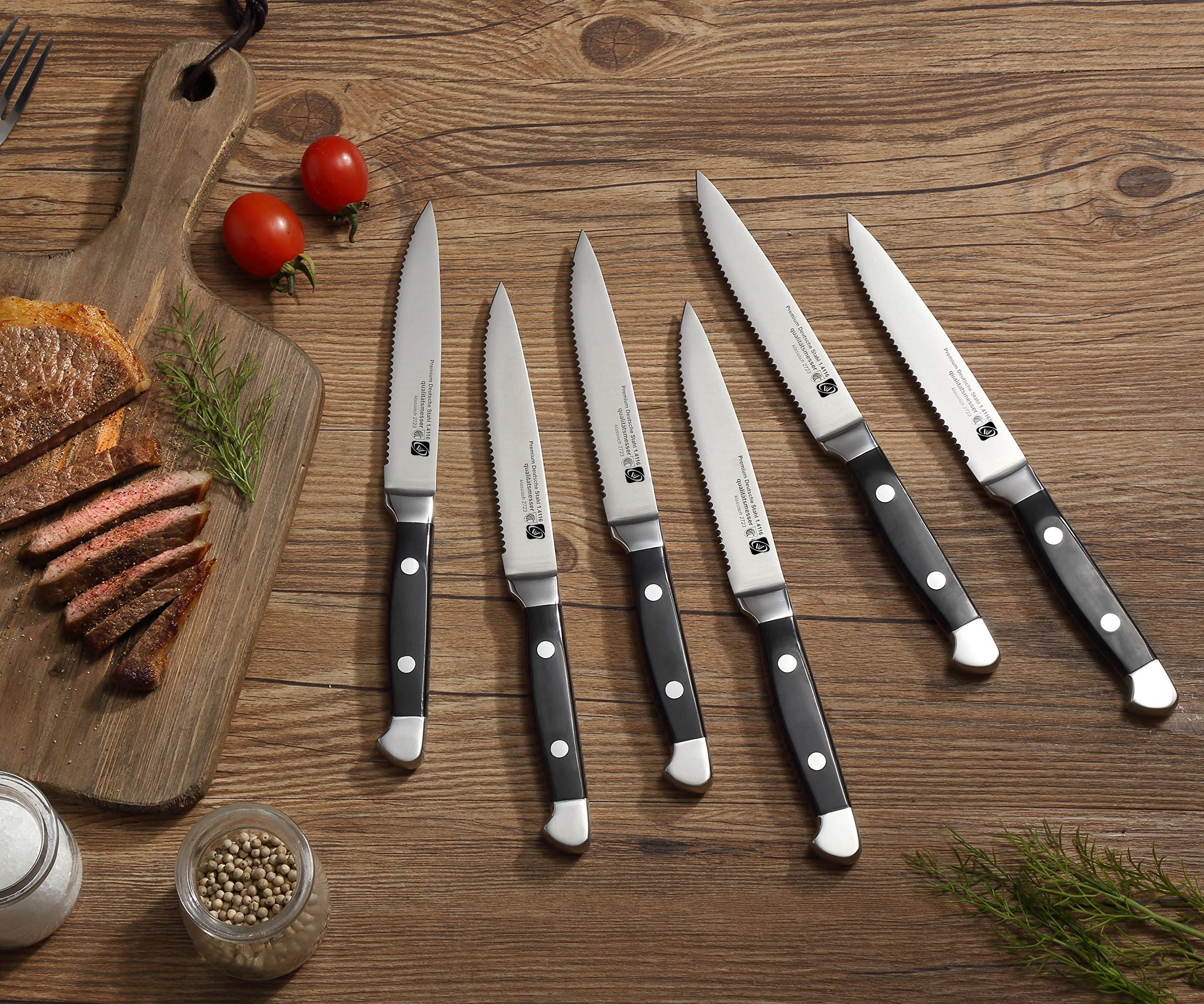 4/6/8p Steak Messer Set Edelstahl Hoch Polierte Griffe Outdoor Grill Tourist Facas De Cozinha CuteloTool Steak Messer Image