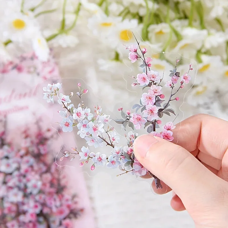Wasserdichte Vintage-PET-Pflanzen-Blumen-Aufkleber, 30 Stück/Packung, für DIY-Bastelarbeiten, Scrapbooking, Tagebuch, Fotoalbum, Dekorationsmatte Image