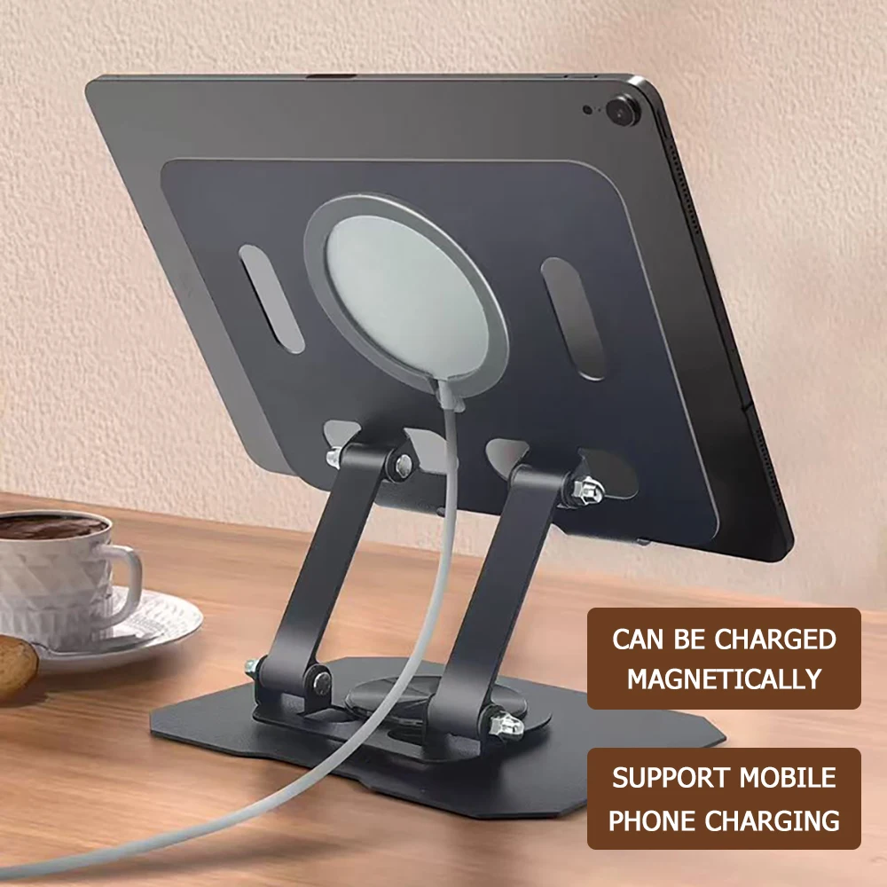 360 ° Drehbarer Tablet-Ständer, verstellbarer, faltbarer Desktop-Ständer, kompatibel mit 4,7–12 Zoll iPad Pro Air Mini Laptop Tablet Image