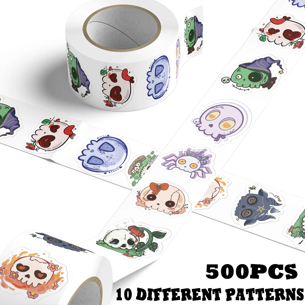 500 Stück Halloween-Aufkleber, Cartoon-Feiertagsdekoration, Laptop, Sammelalbum, Handbuch, Notizbuch, DIY, Becher, Helm, Pralinenschachtel-Aufkleber Image