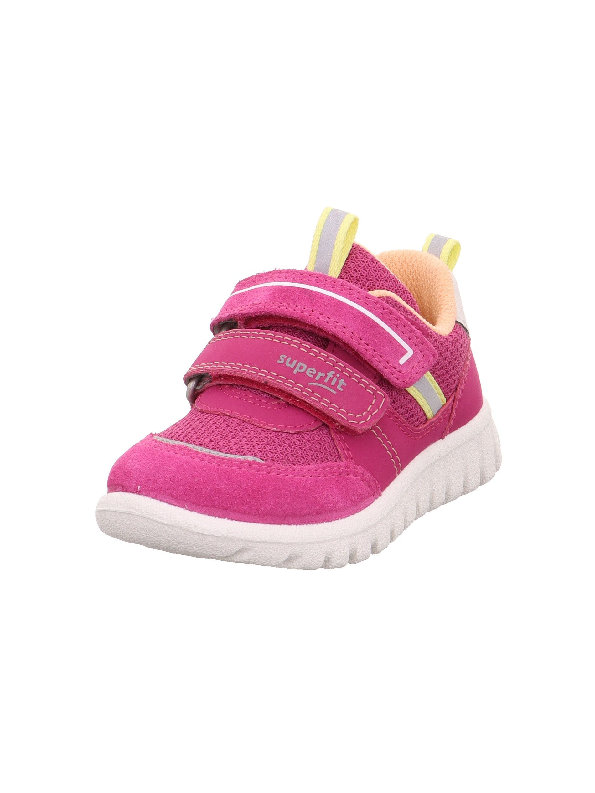 Sneaker SUPERFIT "SPORT7 MINI WMS: mittel", Damen, Gr. 29, pink, orange, Lederimitat, Textil, Veloursleder, unifarben mit Farbeinsatz, Schuhe Sneaker, Klettschuh, in WMS: Weite mittel, Größenschablone zum Download