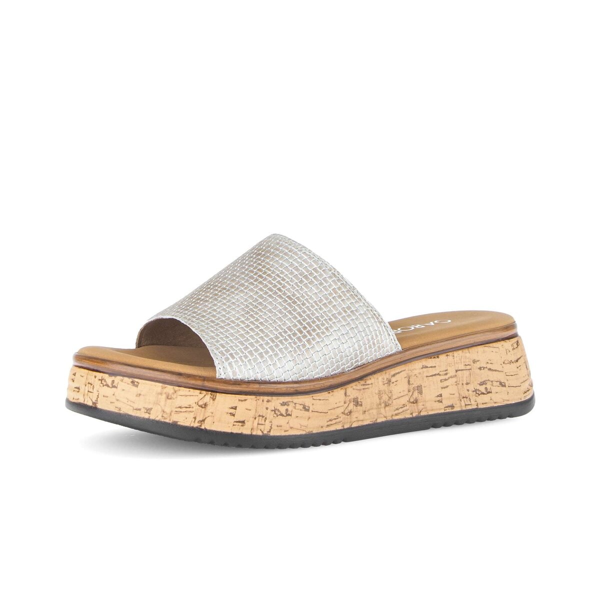 Pantolette GABOR "Pantolette Effektleder", Damen, Gr. 37, beige, Schuhe Pantolette