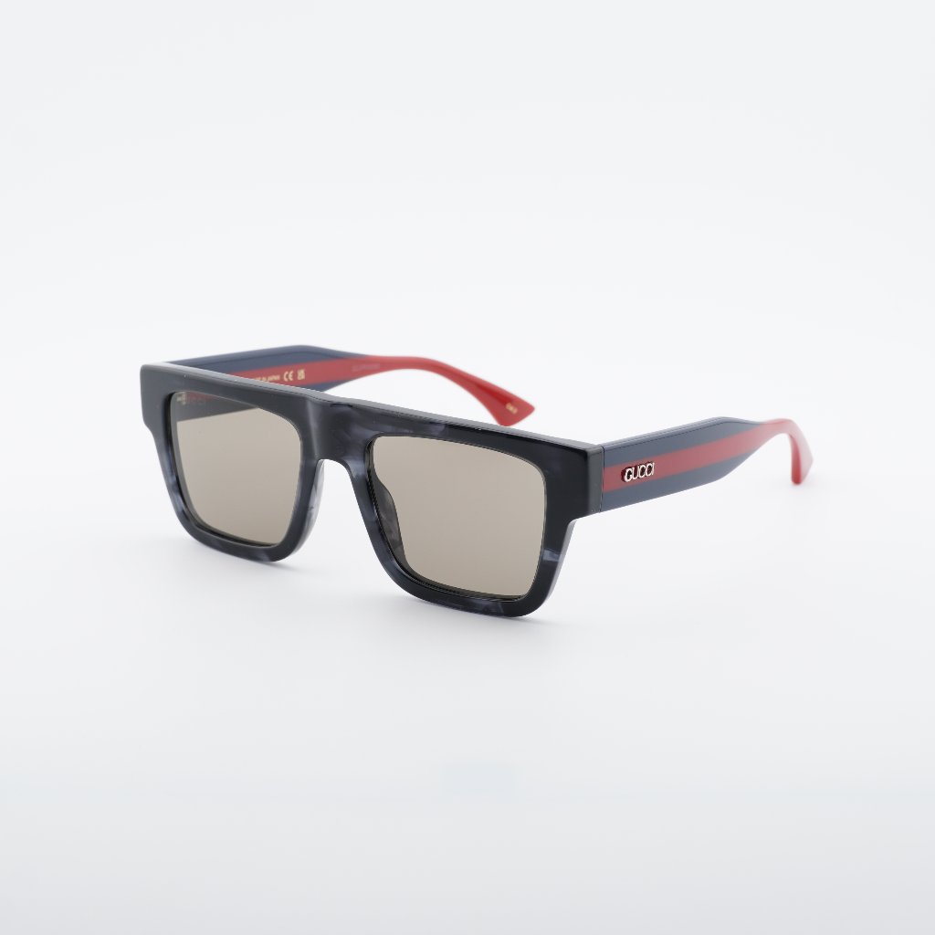 Gucci Accessories | Gucci Gg1868s 004 Sunglasses Havana/Blue/Red Square Frame, Brown Lenses | Color: Brown | Size: 53 - 19 - 145
