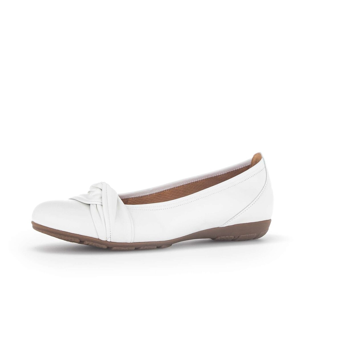 Ballerina GABOR "Sportliche Ballerina Glattleder", Damen, Gr. 43, weiß, Schuhe Ballerina