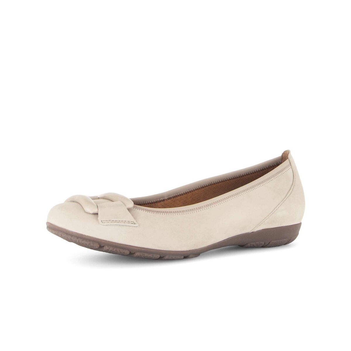 Ballerina GABOR "Eleganter Ballerina Materialmix Leder", Damen, Gr. 36, beige, Schuhe Ballerina