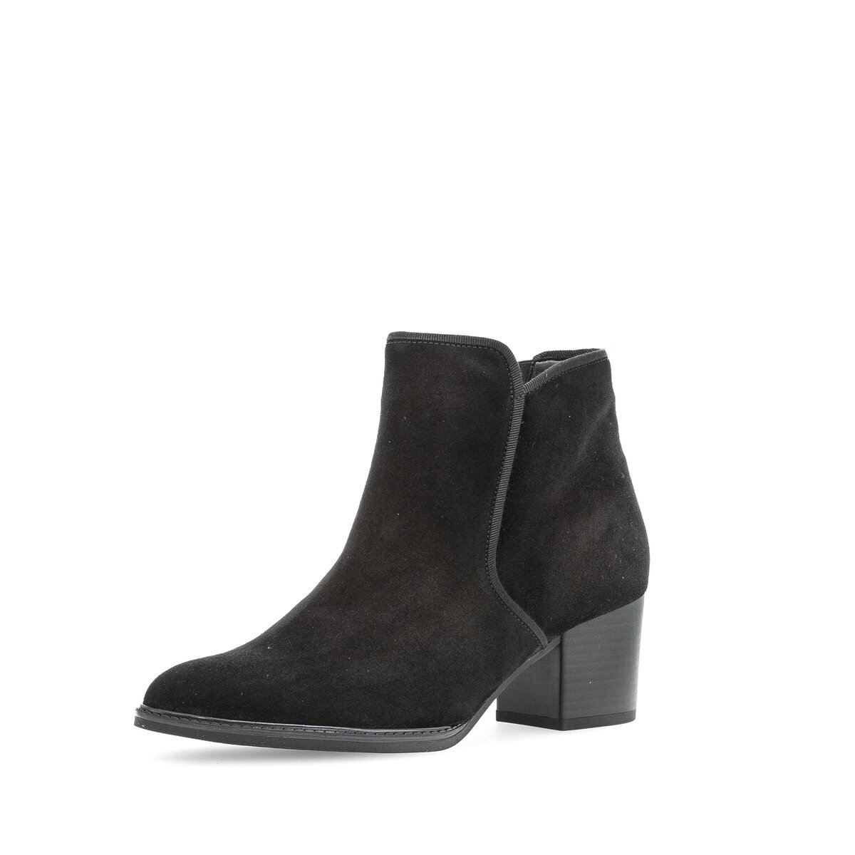 Stiefelette GABOR "Elegante Stiefelette Rauleder", Damen, Gr. 38,5, schwarz, Schuhe Stiefelette