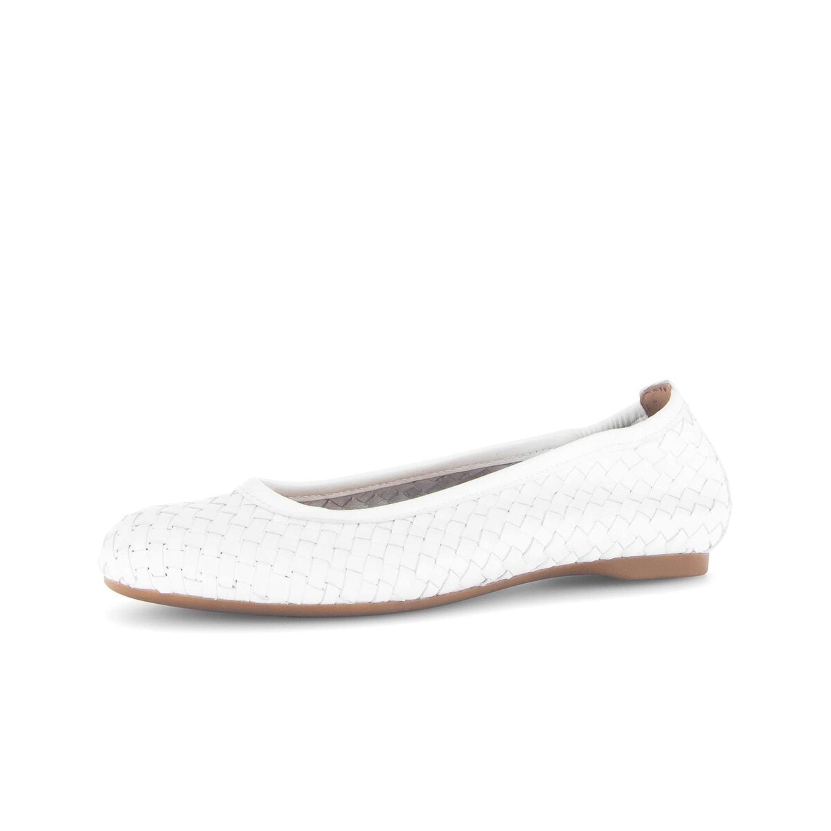 Ballerina GABOR "Eleganter Ballerina Glattleder", Damen, Gr. 37,5, weiß, Schuhe Ballerina