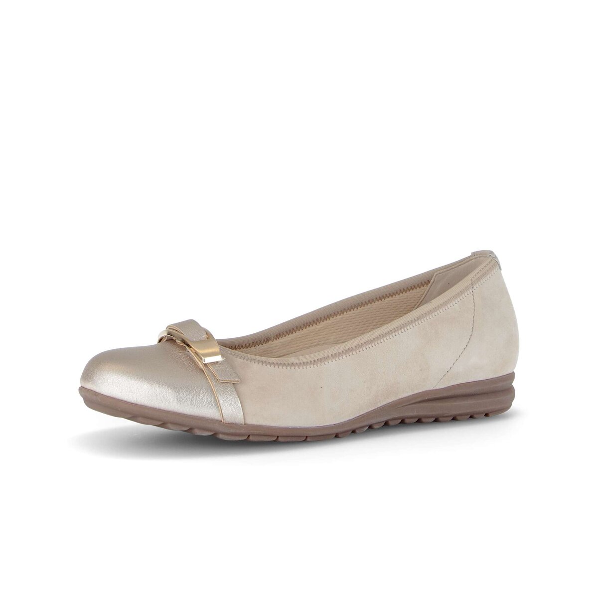 Ballerina GABOR "Eleganter Ballerina Rauleder", Damen, Gr. 40,5, beige, Schuhe Ballerina