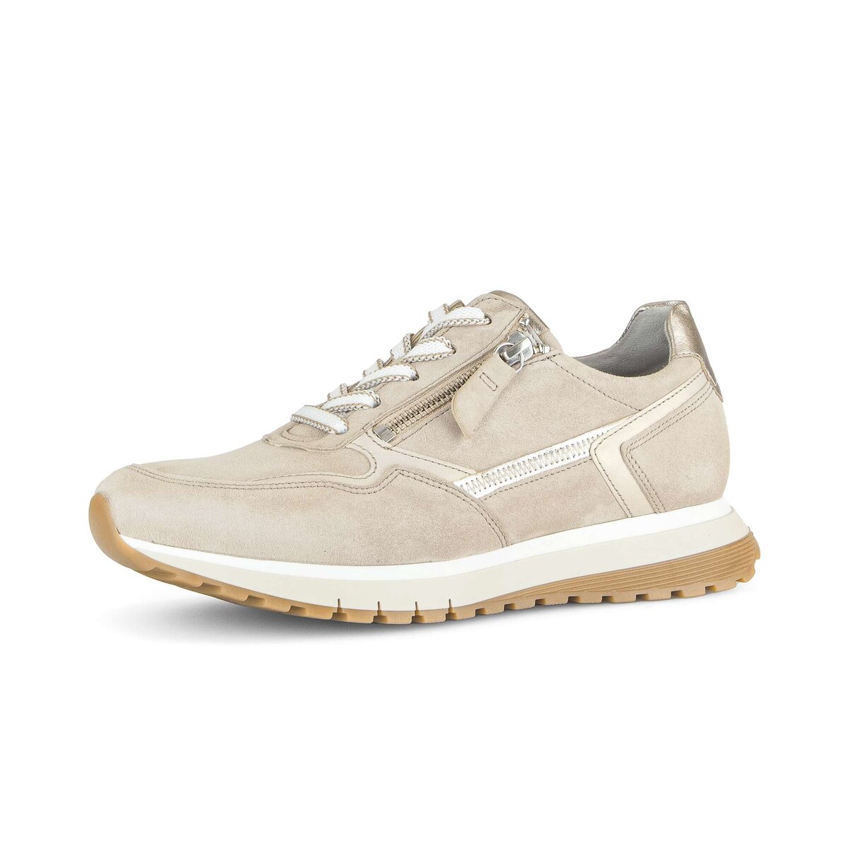 Sneaker GABOR "Sneaker low Rauleder", Damen, Gr. 44, beige, Schuhe Sneaker