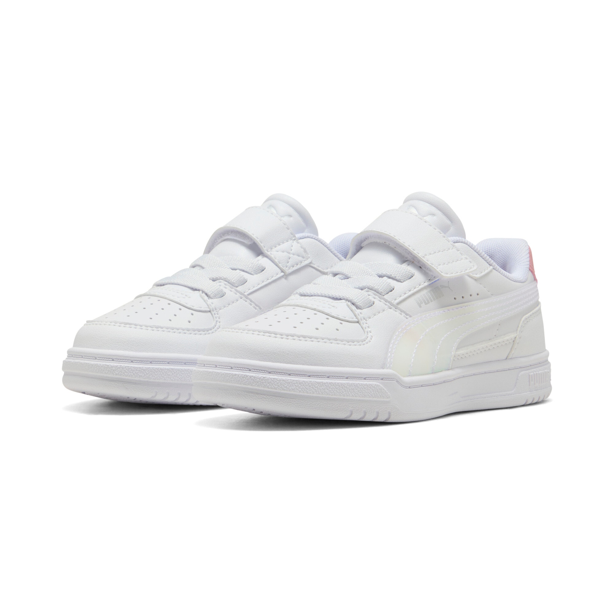 Sneaker PUMA "CAVEN III HOLO 2.0 AC+ PS", Damen, Gr. 32, puma weiß, rosy outlook, puma silber, unifarben, Schuhe Sneaker