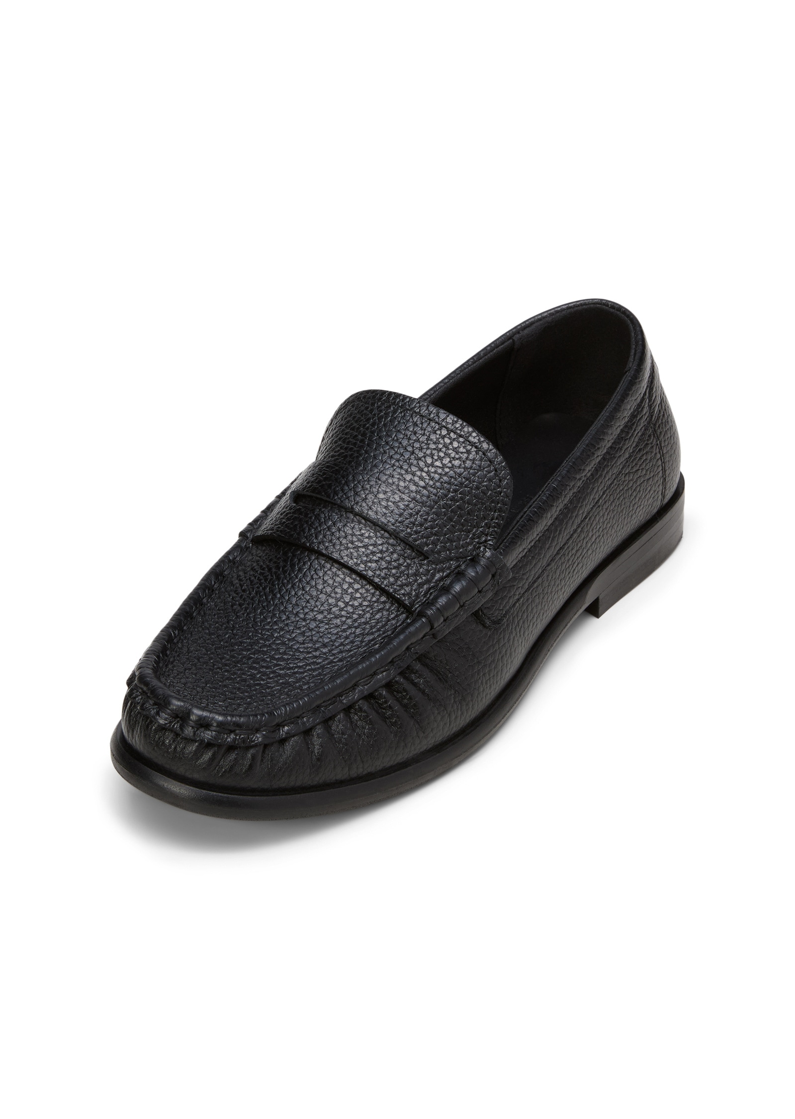 Loafer MARC O'POLO "aus strukturiertem Rindleder", Damen, Gr. 42, schwarz, Obermaterial: 100% Leder (Rind), Schuhe Loafer