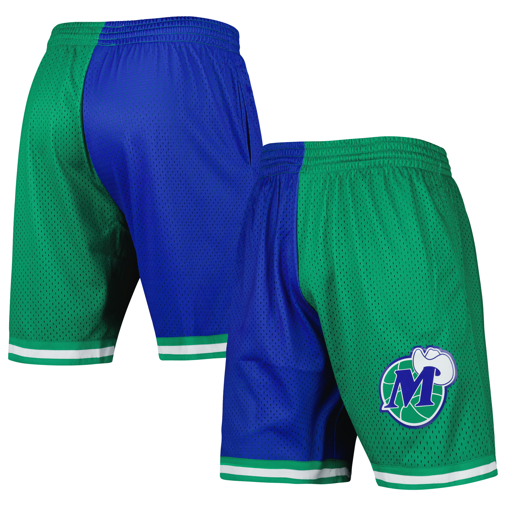 Mitchell & Ness Blau/Grün Dallas Mavericks Hardwood Classics 1998 Split Swingman Shorts für Herren Image