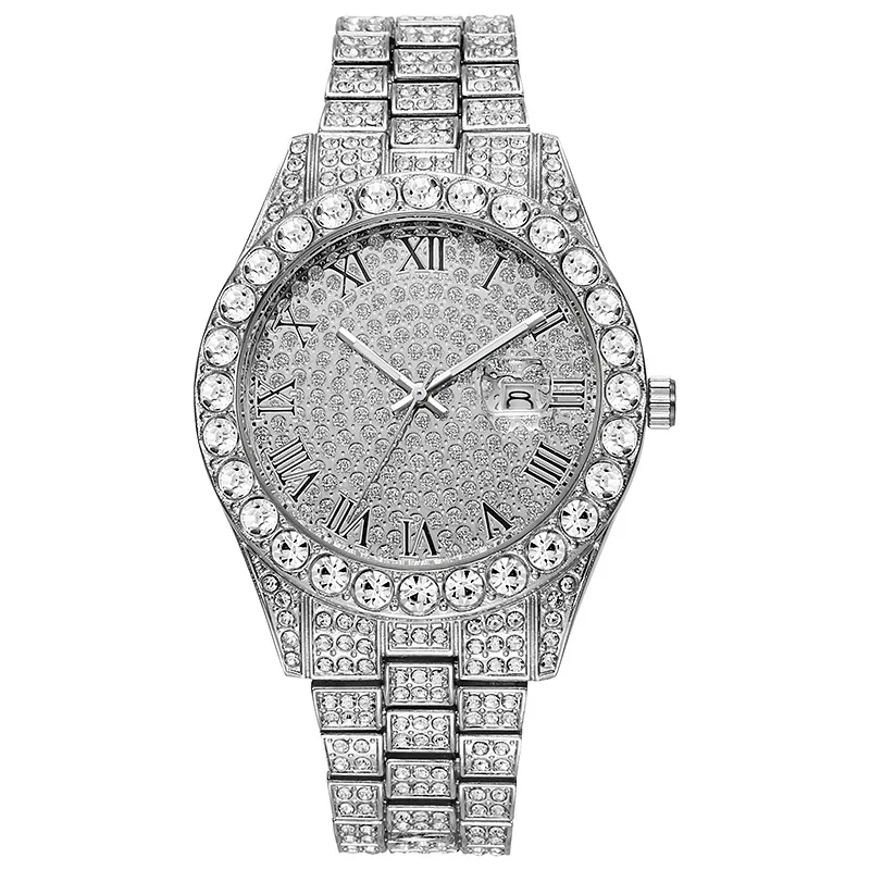 Heißer Verkauf Diamant Uhr für Männer Luxus Iced Out Uhren Kalender Quarz Armbanduhren Männlich Uhr Relogio Masculino Drop Shipping Image