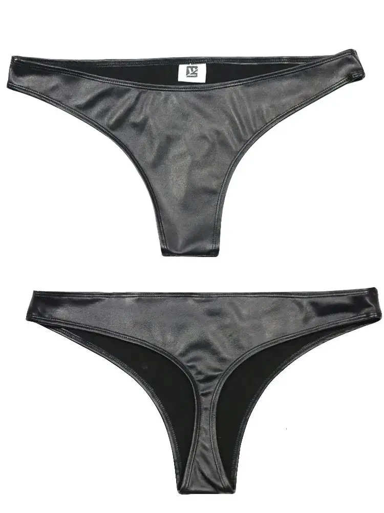 S-XXL Niedrige Taille Kunstleder Bikini-Slip Badehose Sexy Tanga Höschen Calcinha Tangas Bragas Calzoncillos Hot Shorts Strings Image