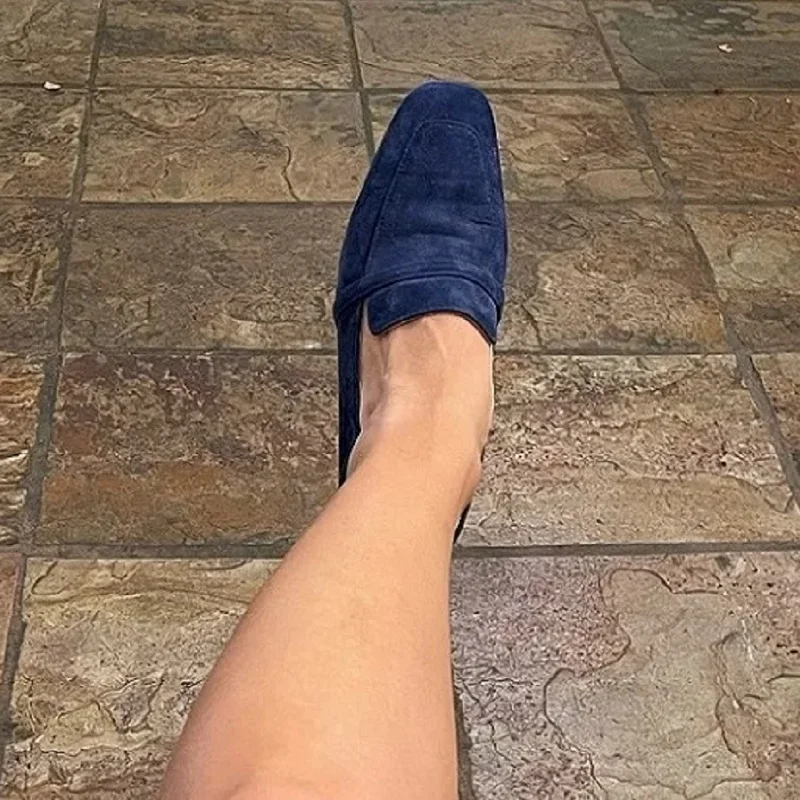 Frauen Wohnungen Frühling Herbst Maultiere Neue Trend Einfache Schuhe Größe 44 Wildleder Karree Slip Auf Loafers Frauen Schuh Ohne Absatz 1 CM